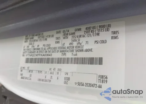 2015 Ford Transit-250 из США, поврежденный, VIN 1FTNR2CM7FKA03643